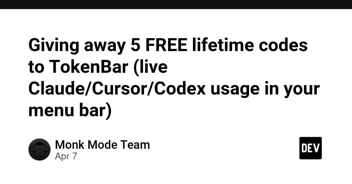 Giving away 5 FREE lifetime codes to TokenBar (live Claude/Cursor/Codex usage in your menu bar)