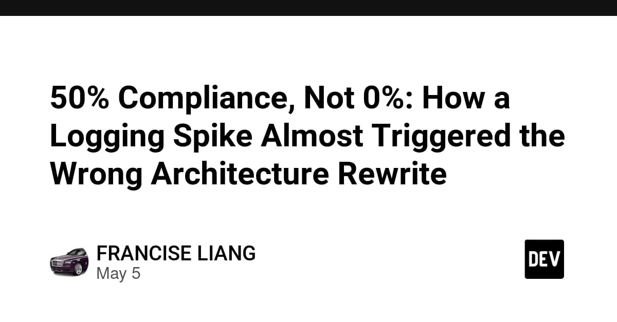 50% Compliance, Not 0%: How a Logging Spike Almost Triggered the Wrong Architecture Rewrite