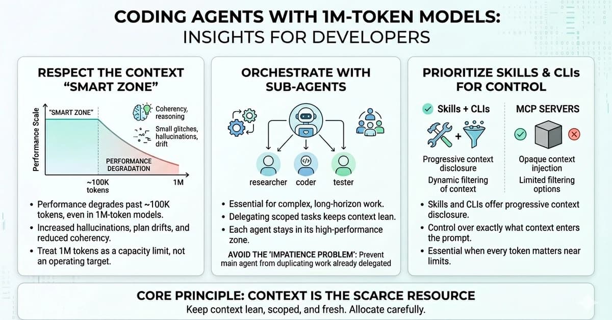 Three Things I Learned Using Coding Agents with 1M-Token Models