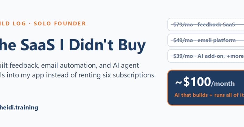 Build vs. buy in 2026: how a solo dev replaced 6 SaaS tools with ~$100/mo of AI