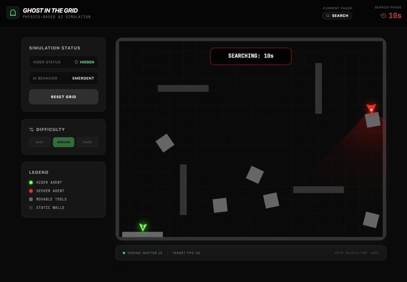 Behind the Scenes: Building "Ghost in the Grid" - A 2D Emergent Hide-and-Seek Simulation