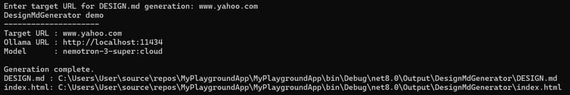 No Template Fits? Generate Your Own Awesome DESIGN.md with .NET and Ollama